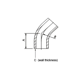Specs 45 Degree Butt Weld Elbow with Tangent